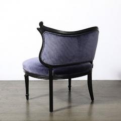 Pair of Art Deco Asymmetrical Fluted Curvilinear Ebonized Walnut Lounge Chairs - 4489983