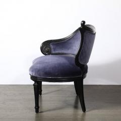 Pair of Art Deco Asymmetrical Fluted Curvilinear Ebonized Walnut Lounge Chairs - 4489984