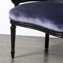 Pair of Art Deco Asymmetrical Fluted Curvilinear Ebonized Walnut Lounge Chairs - 4489986