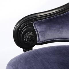 Pair of Art Deco Asymmetrical Fluted Curvilinear Ebonized Walnut Lounge Chairs - 4489987