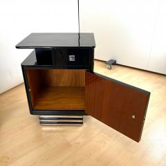 Pair of Art Deco Bedside Cabinets Black Lacquer Chrome France circa 1930 - 4294120
