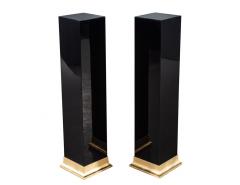 Pair of Art Deco Black Lacquer Pedestal Columns - 3486591