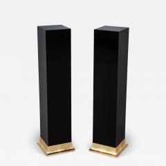 Pair of Art Deco Black Lacquer Pedestal Columns - 3489286