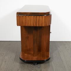 Pair of Art Deco Book Matched Walnut and Black Lacquer Machine Age End Tables - 1522660