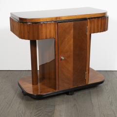 Pair of Art Deco Book Matched Walnut and Black Lacquer Machine Age End Tables - 1522670