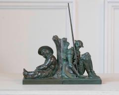 Pair of Art Deco Bookends Depicting Don Quixote and Sancho Panza - 4473910