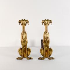 Pair of Art Deco Brass Andiron Dachshunds American 1920s - 2978869