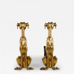 Pair of Art Deco Brass Andiron Dachshunds American 1920s - 2980228