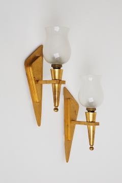 Pair of Art Deco Brass Wall Lights - 1742351