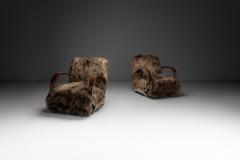 Pair of Art Deco Chairs in Longhair Sheepskin Europe Mid 20th Century - 4184750