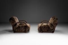 Pair of Art Deco Chairs in Longhair Sheepskin Europe Mid 20th Century - 4184751
