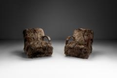 Pair of Art Deco Chairs in Longhair Sheepskin Europe Mid 20th Century - 4184753