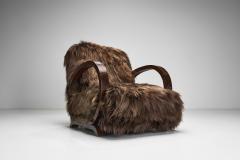 Pair of Art Deco Chairs in Longhair Sheepskin Europe Mid 20th Century - 4184754