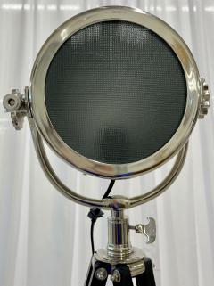Pair of Art Deco Chrome Spotlight Floor Lamps on Ebony Tripod Bases - 2925232