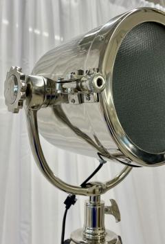 Pair of Art Deco Chrome Spotlight Floor Lamps on Ebony Tripod Bases - 2925234