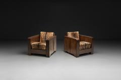 Pair of Art Deco Club Chairs in Deer Hide Europe First Half of the 20th Century - 4717614