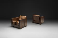 Pair of Art Deco Club Chairs in Deer Hide Europe First Half of the 20th Century - 4717705