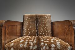 Pair of Art Deco Club Chairs in Deer Hide Europe First Half of the 20th Century - 4717709