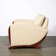 Pair of Art Deco Club Chairs in Palisander Edelman Cream Leather - 4719981