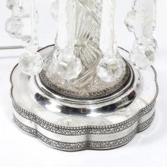 Pair of Art Deco Czech U S zone Cut Crystal and Silver Plated Table Lamps - 4465690