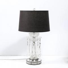 Pair of Art Deco Czech U S zone Cut Crystal and Silver Plated Table Lamps - 4465691