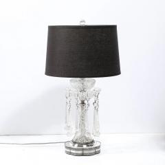 Pair of Art Deco Czech U S zone Cut Crystal and Silver Plated Table Lamps - 4465692