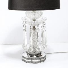 Pair of Art Deco Czech U S zone Cut Crystal and Silver Plated Table Lamps - 4465694