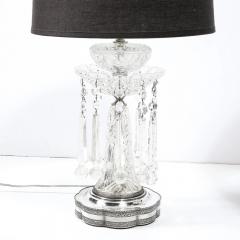 Pair of Art Deco Czech U S zone Cut Crystal and Silver Plated Table Lamps - 4465697