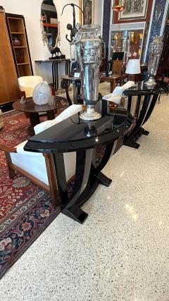 Pair of Art Deco Demi lune consoles - 4492781
