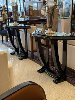 Pair of Art Deco Demi lune consoles - 4492786