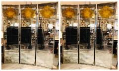Pair of Art Deco Fashioned Three Panel Mirrored Room Dividers or Folding Screens - 1270106