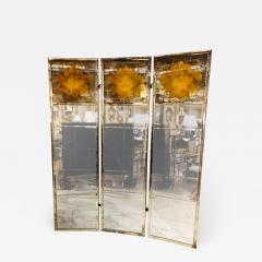 Pair of Art Deco Fashioned Three Panel Mirrored Room Dividers or Folding Screens - 1270972