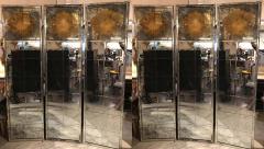 Pair of Art Deco Fashioned Three Panel Mirrored Room Dividers or Folding Screens - 1470036