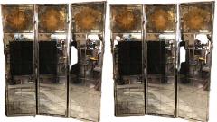 Pair of Art Deco Fashioned Three Panel Mirrored Room Dividers or Folding Screens - 2976505