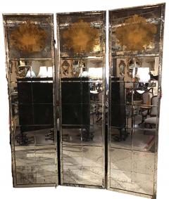 Pair of Art Deco Fashioned Three Panel Mirrored Room Dividers or Folding Screens - 2976506