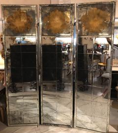 Pair of Art Deco Fashioned Three Panel Mirrored Room Dividers or Folding Screens - 2976508