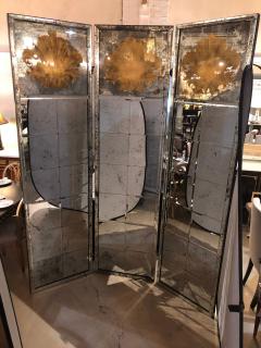 Pair of Art Deco Fashioned Three Panel Mirrored Room Dividers or Folding Screens - 2976509
