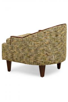 Pair of Art Deco French Beige Upholstered Wooden Tub Chairs with Step Back Arms - 4172340