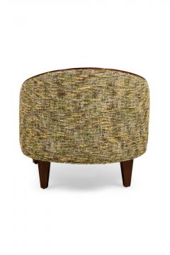 Pair of Art Deco French Beige Upholstered Wooden Tub Chairs with Step Back Arms - 4172341