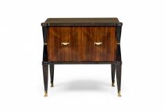 Pair of Art Deco French Rosewood Commodes with Bronze and Ebonized Trim - 4161587