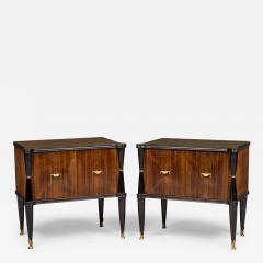 Pair of Art Deco French Rosewood Commodes with Bronze and Ebonized Trim - 4164629
