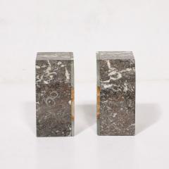 Pair of Art Deco Geometric Exotic Marble Onyx Bookends - 4265608