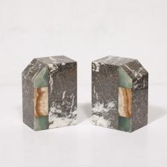 Pair of Art Deco Geometric Exotic Marble Onyx Bookends - 4265611