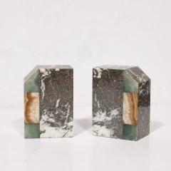 Pair of Art Deco Geometric Exotic Marble Onyx Bookends - 4265612