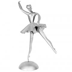 Pair of Art Deco German Metal Ballerino and Ballerina Sculptures - 3705448