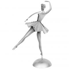 Pair of Art Deco German Metal Ballerino and Ballerina Sculptures - 3705449