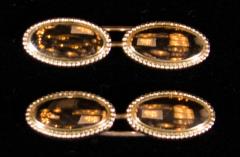 Pair of Art Deco Gold Oval Cufflinks with Rope Detail - 1613045