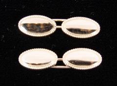 Pair of Art Deco Gold Oval Cufflinks with Rope Detail - 1613046