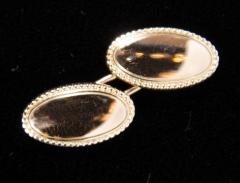 Pair of Art Deco Gold Oval Cufflinks with Rope Detail - 1613049