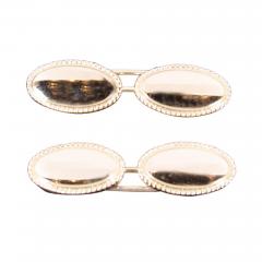 Pair of Art Deco Gold Oval Cufflinks with Rope Detail - 1618078